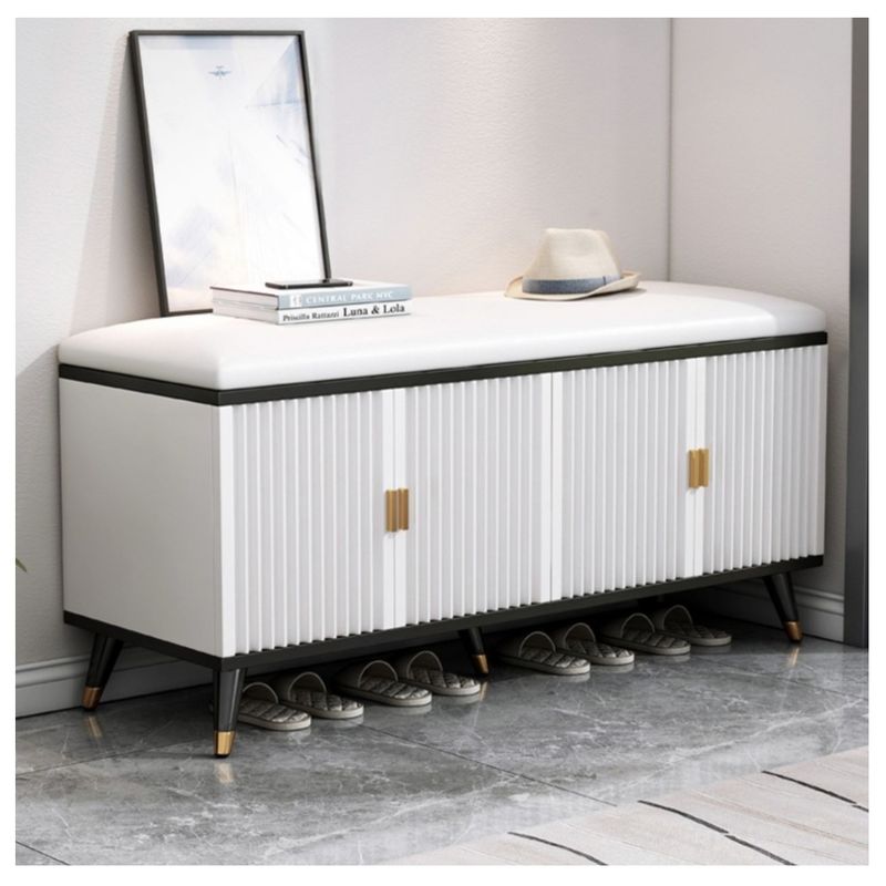 HOMER DESIGN - Zapatero Probador Vanguardia 4 Puertas Con Asiento De Cuero