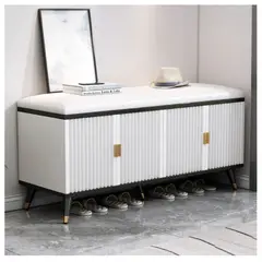 HOMER DESIGN - Zapatero Probador Vanguardia 4 Puertas Con Asiento De Cuero