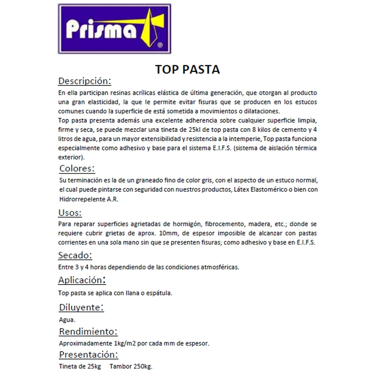 GENERICO - Top Pasta elastomérica