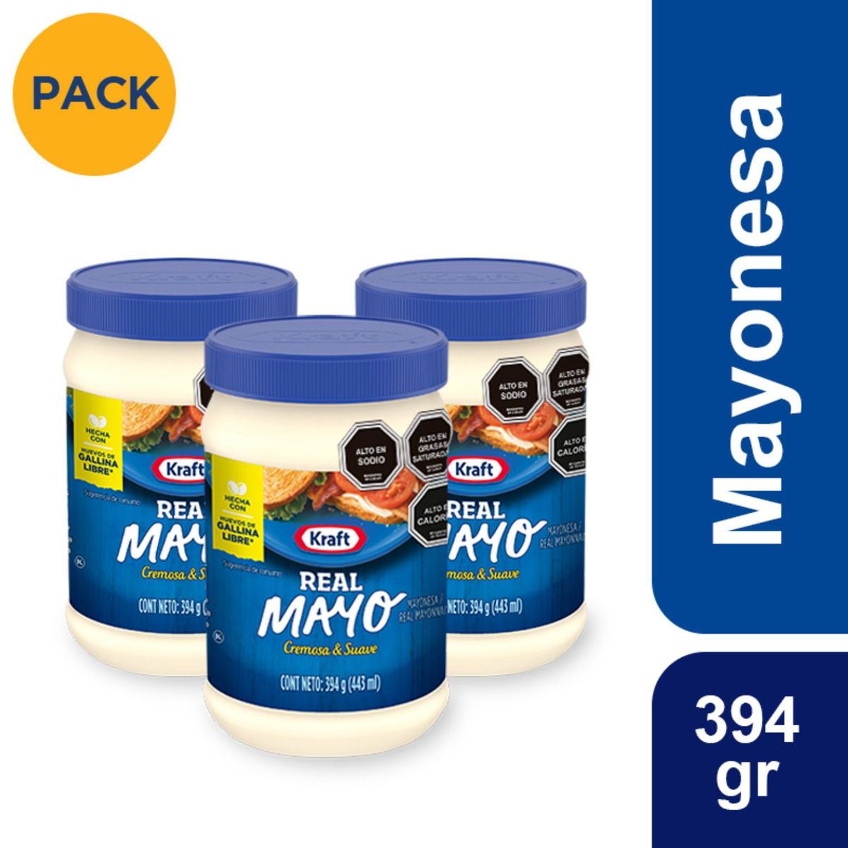 KRAFT - Pack 3 Mayonesa Kraft Frasco 394g