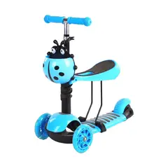 GLOBAL LATIN GROUP - Scooter Monopatín 3 en 1 y Ruedas con Luces Led - Azul