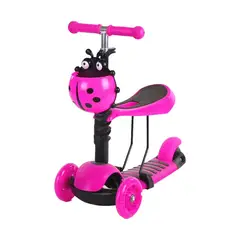 GLOBAL LATIN GROUP - Scooter Monopatín 3 en 1 y Ruedas con Luces Led - Rosa