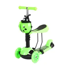 GLOBAL LATIN GROUP - Scooter Monopatín 3 en 1 y Ruedas con Luces Led - Verde
