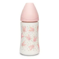 SUAVINEX - MAMADERA 270 ML TETINA REDONDA 3P HYGGE RABBIT ROSADO