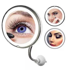 GENERICO - Espejo Led Flexible De Maquillaje Con Aumento X10 Ventosa