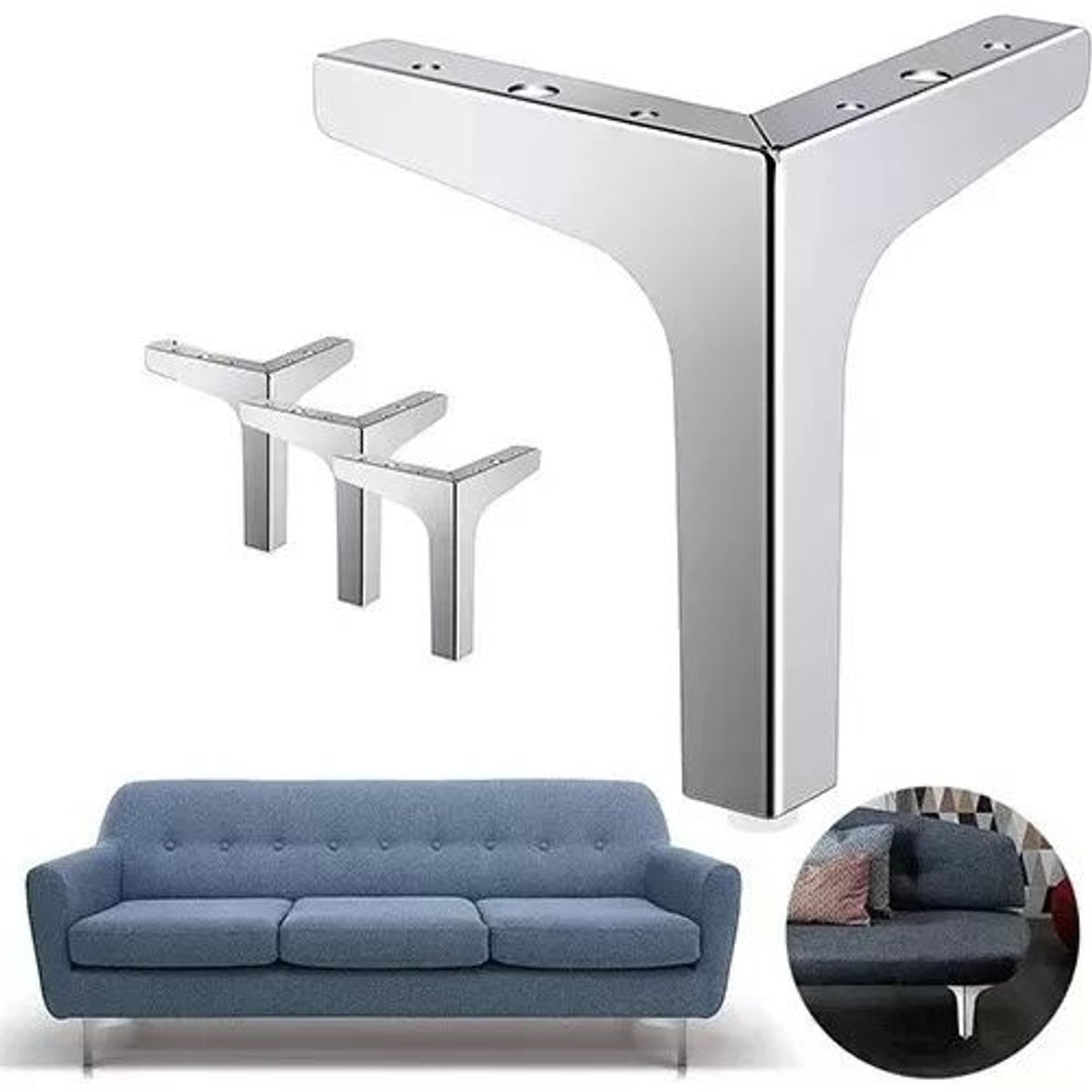 KUANGYE - Patas Metálicas Para Muebles, 14cm De Alto, Pack 4 Unidades