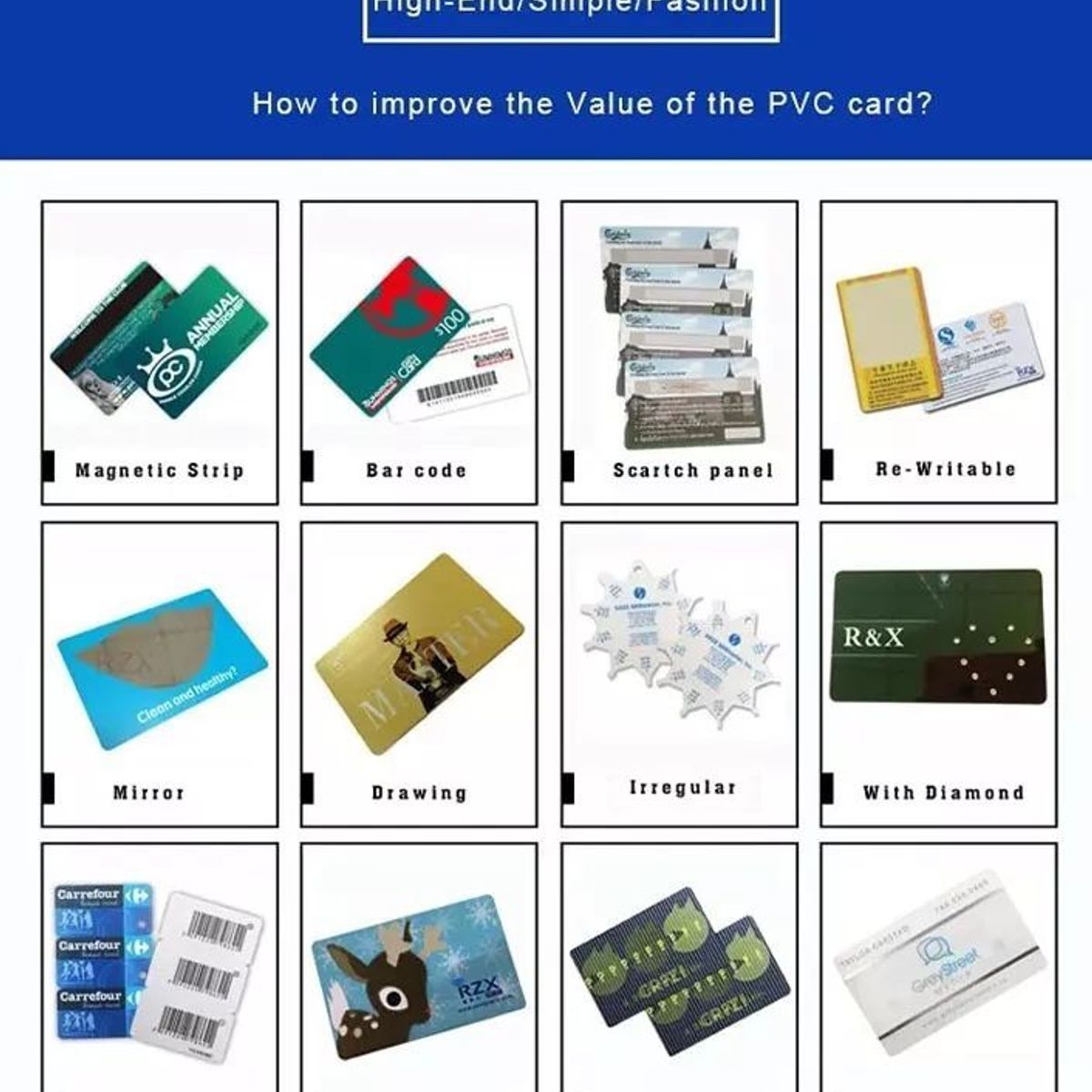 KUANGYE - Pack 100 Tarjetas Credenciales Blanco Pvc Para Impresoras