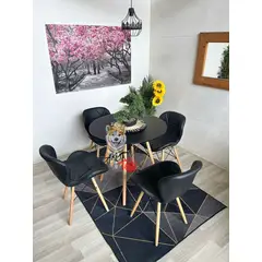 GENERICO - Comedor Ucrania (Mesa 80DMelamina + 4 Sillas Radar NEGRO)