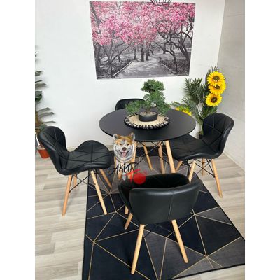 Imagen 2 del producto Comedor Ucrania (Mesa 80DMelamina + 4 Sillas Radar NEGRO)