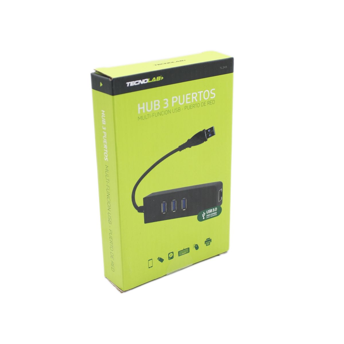 TECNOLAB - Mini HUB 3 Puertos USB 3.0 con RJ45