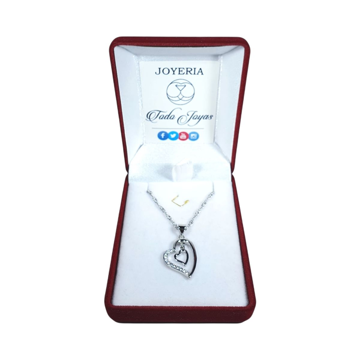 TODOJOYAS - Collar Doble Corazon Interior Plateado