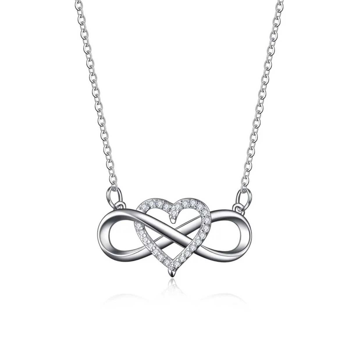 TODOJOYAS - Collar Infinito Corazon Plateado