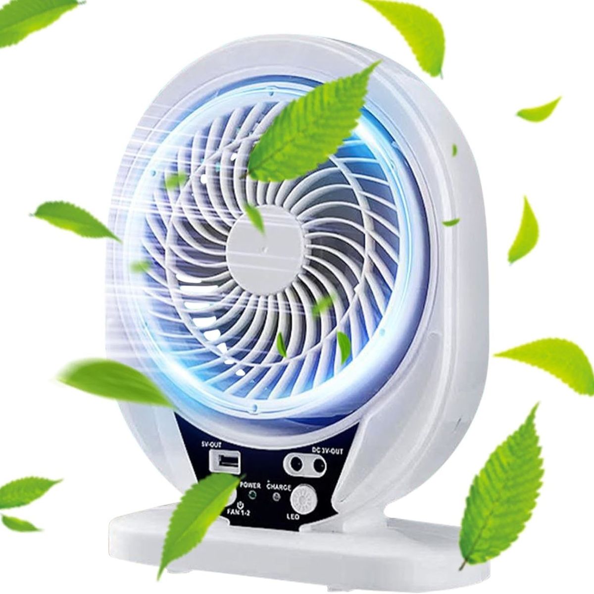 GENERICO - Ventilador Portátil Recargable Panel Solar Incluye Ampolleta 01