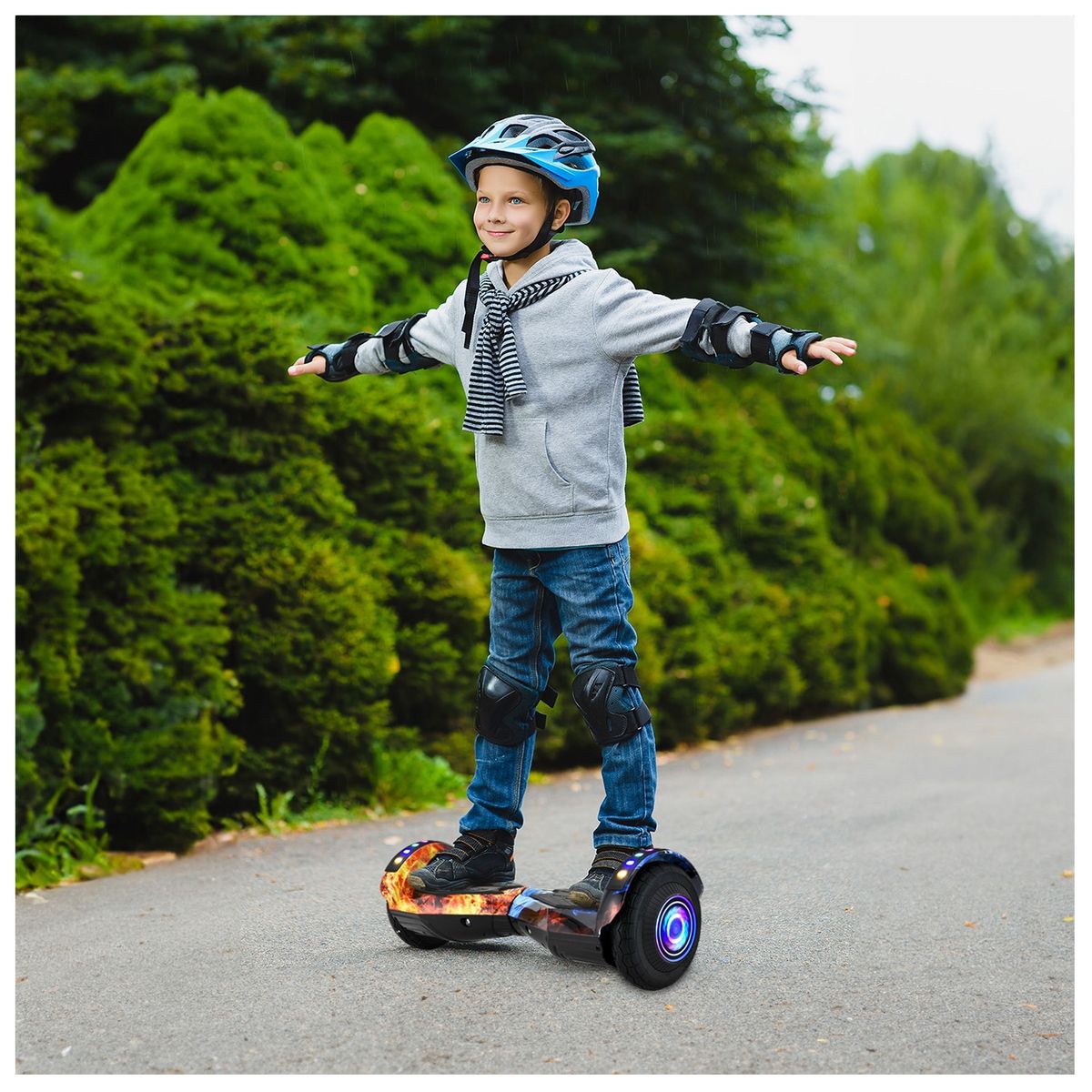ATLETIS - Hoverboard Bluetooth Luces 8" 12 Km/h Negro