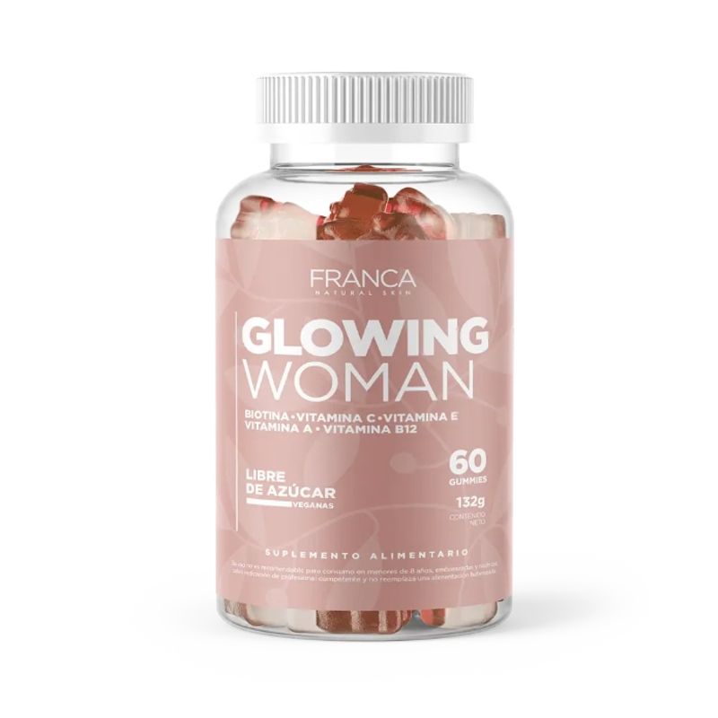 GENERICO - Glowing Woman Biotina B12 Vitamina C Vitamina A - 60 Gummies Veganas.