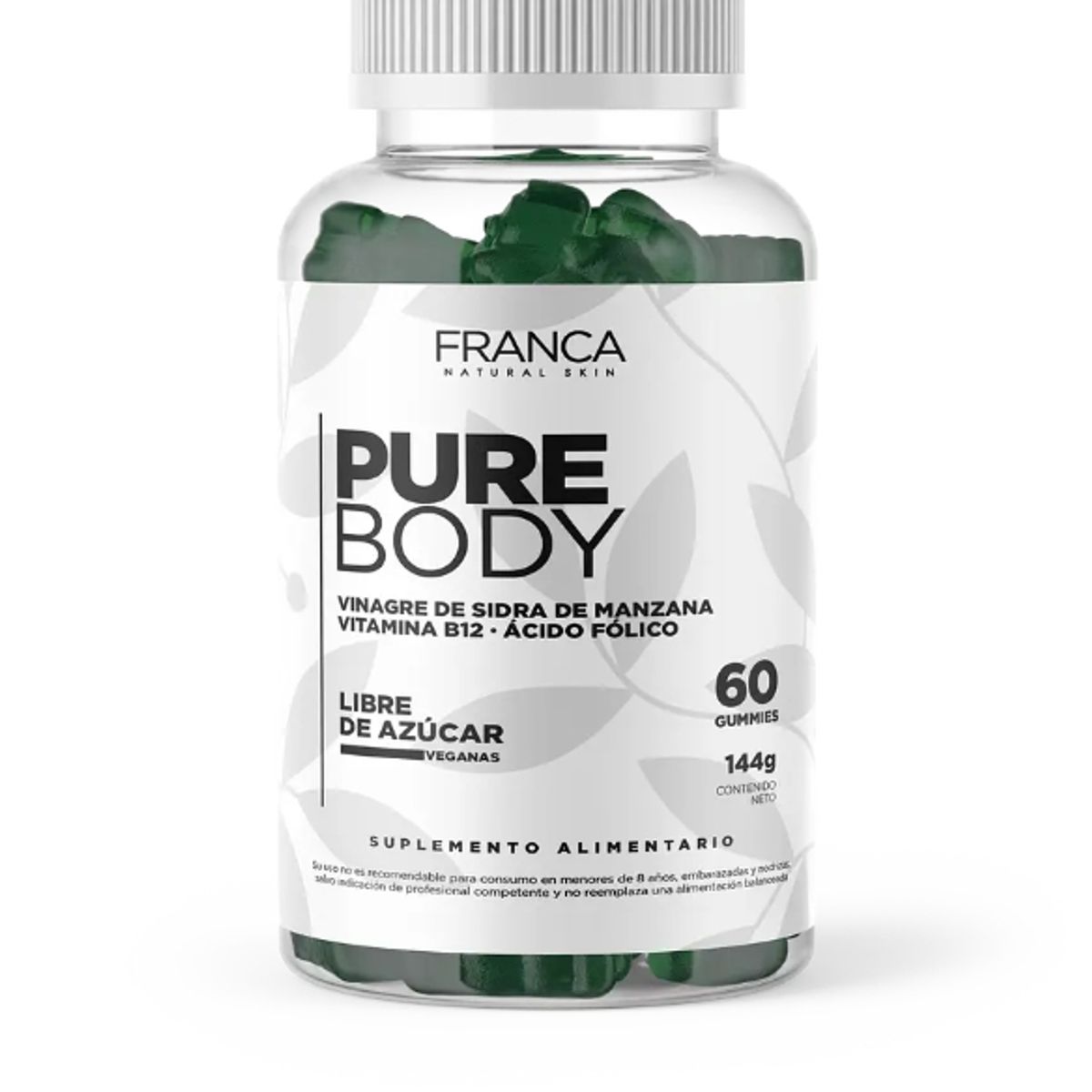 GENERICO - Pure Body Vinagre de Manzana B12 Ácido Fólico - 60 Gummies Veganas.
