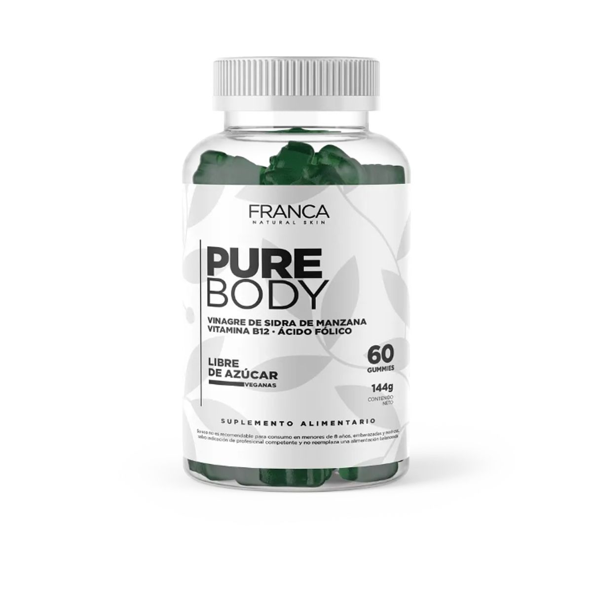 GENERICO - Pure Body Vinagre de Manzana B12 Ácido Fólico - 60 Gummies Veganas.