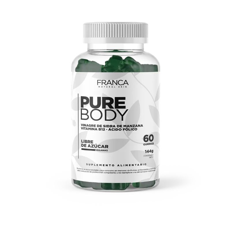 GENERICO - Pure Body Vinagre de Manzana B12 Ácido Fólico - 60 Gummies Veganas.