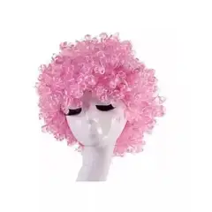 GENERICO - Peluca afro Rosa Adultos Niños Niñas Halloween Cosplay