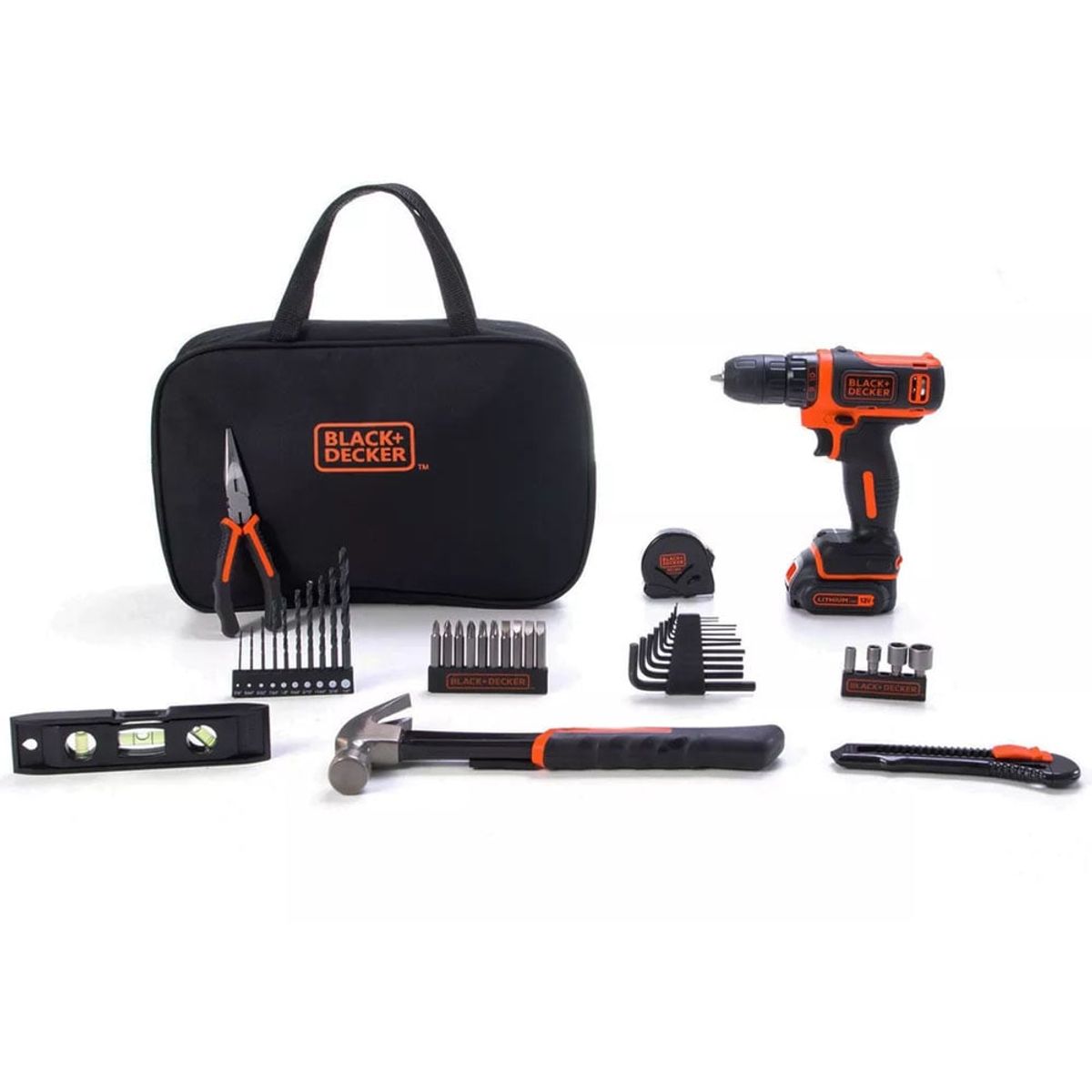BLACK+DECKER - TALADRO ATORNILLADOR INAL 12V B&D 42 ACC+BAT+BOLSO BCPK1249C