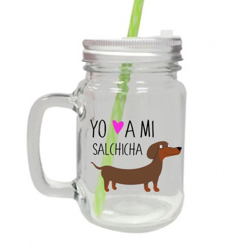PETFY - Jar Vidrio con tapa - Salchicha Yo amo a mi - Marron