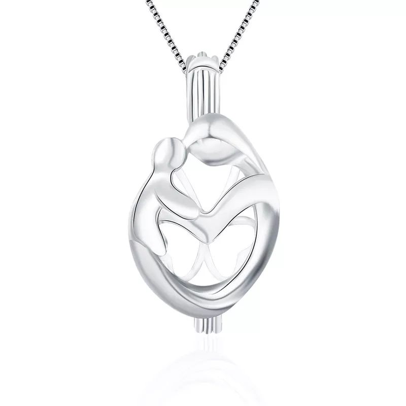 TODOJOYAS - Collar Plata 925 Ovalo Mama Hijo Perla