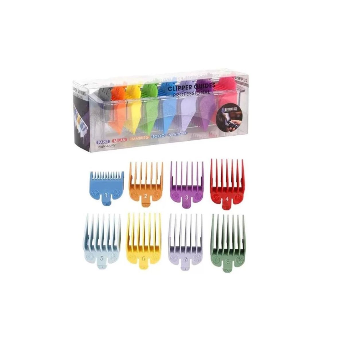 GENERICO - Set Peines Para Maquina Corte de 8 Unidades Colores 1 - 8
