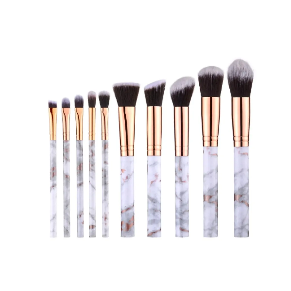 GENERICO - Set 10 Brochas Para Maquillaje Diseño Mármol