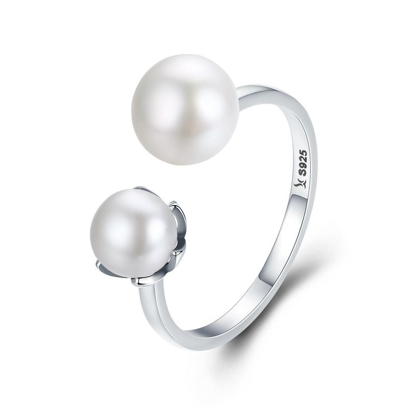TODOJOYAS - Anillo Plata 925 Doble Perla