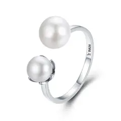 TODOJOYAS - Anillo Plata 925 Doble Perla