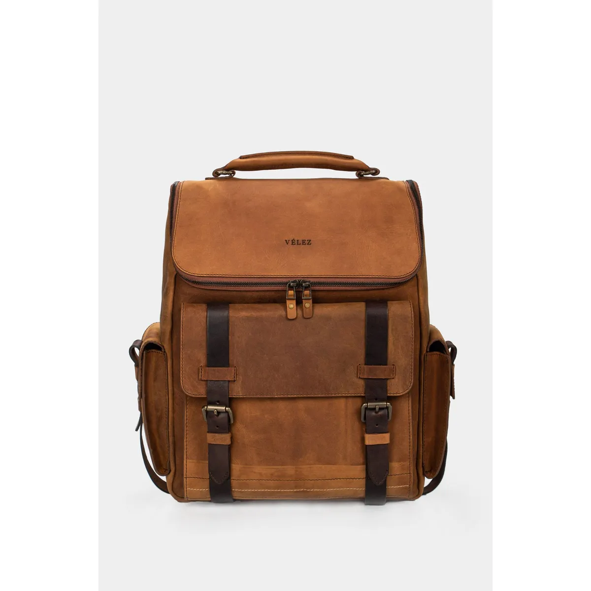 VELEZ - Vélez Mochila Archaeology De Cuero Para Hombre Vintage Miel