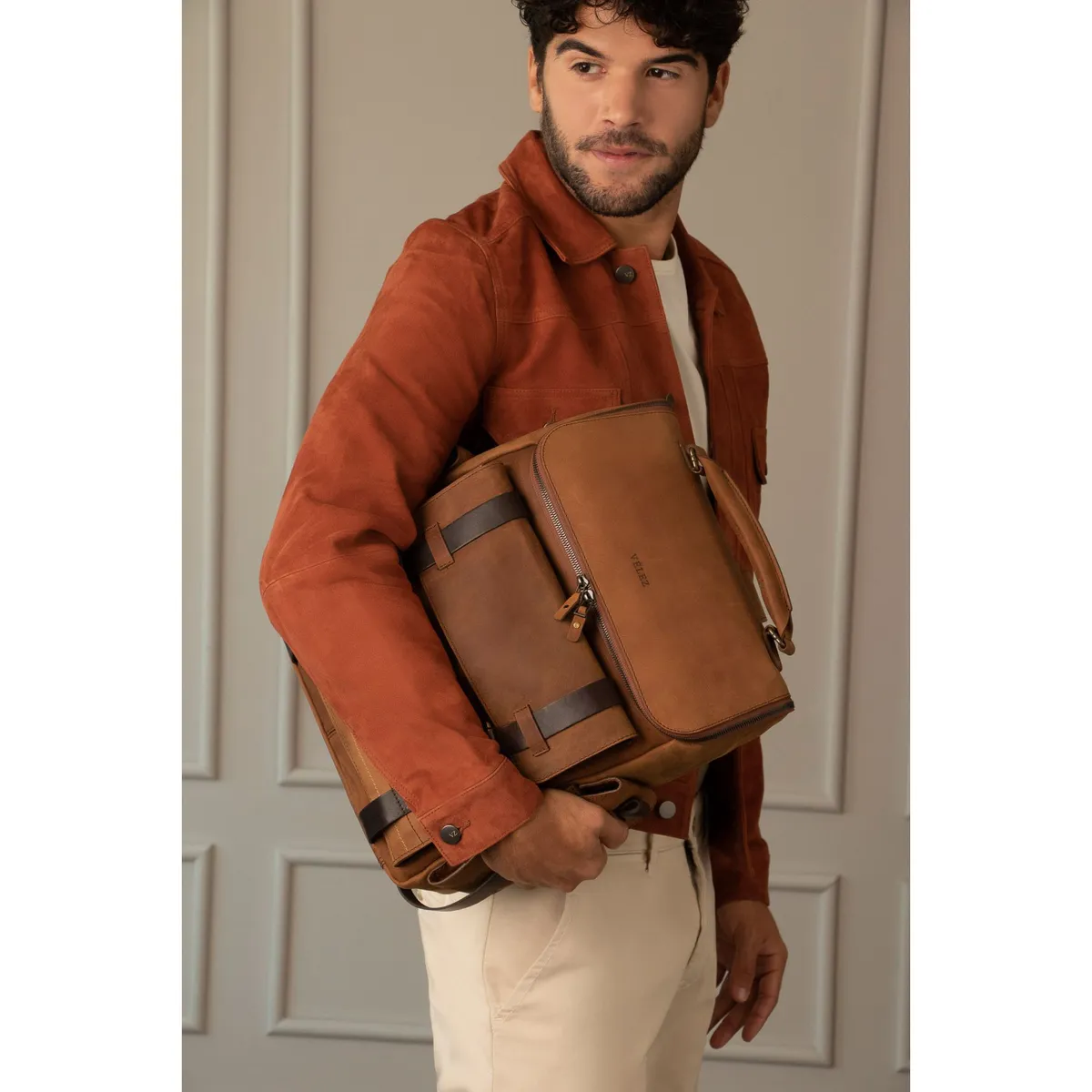 VELEZ - Vélez Mochila Archaeology De Cuero Para Hombre Vintage Miel