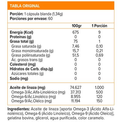 Imagen 2 del producto FLAXSEED OIL OMEGA 3,6,9 - 60 CAP, Life