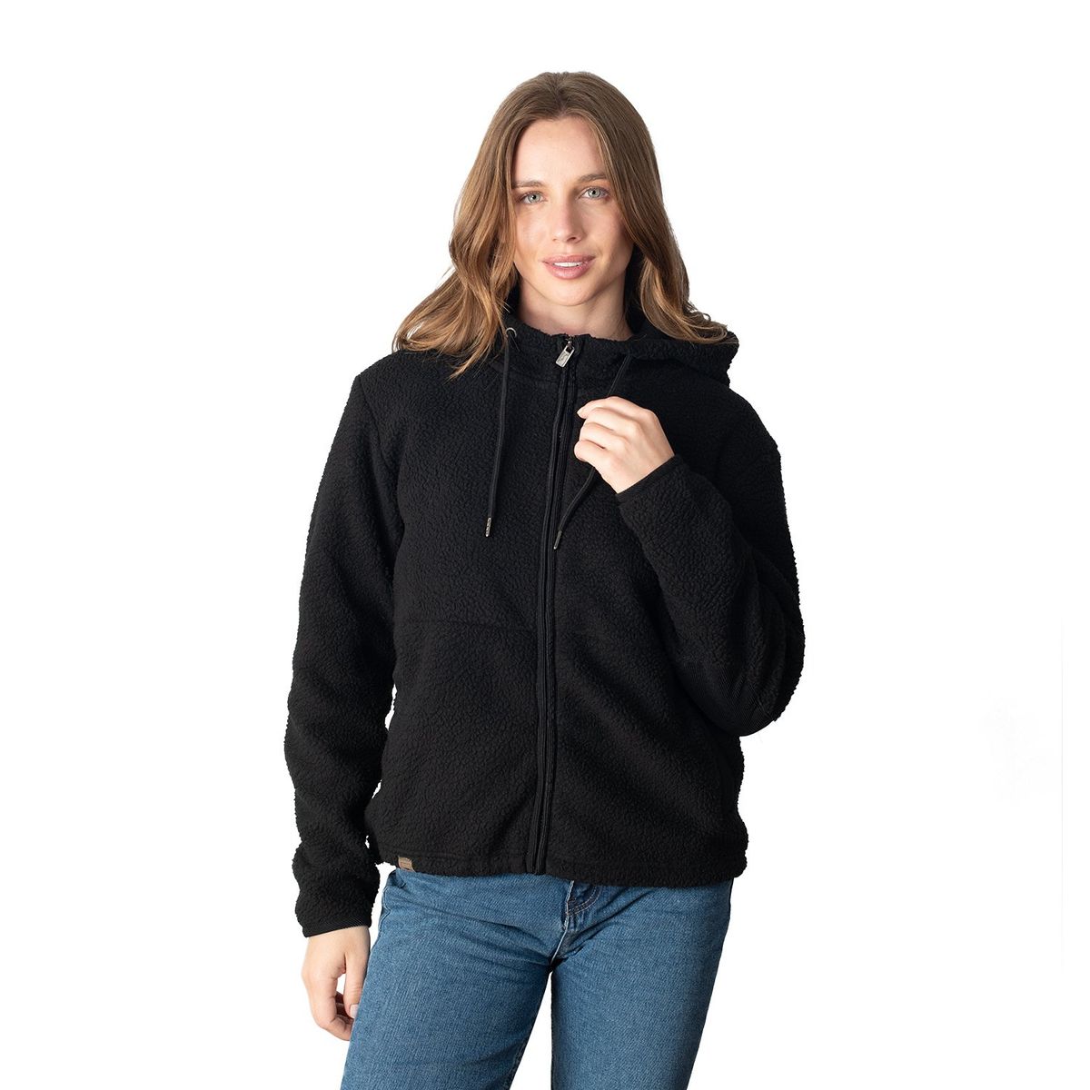 LENGA - Polerón Chaqueta Polar Mujer Sherpa Con Capucha Puya Lenga