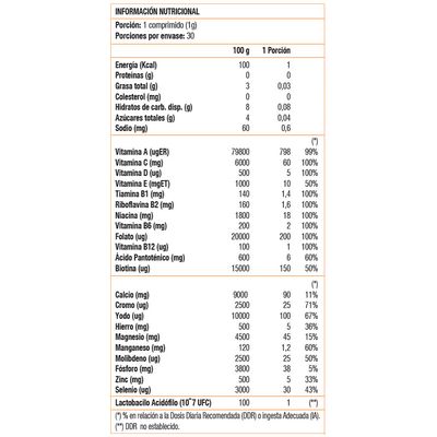 Imagen 2 del producto Shotvit Probiótico, Multivitamínico (30 comp)