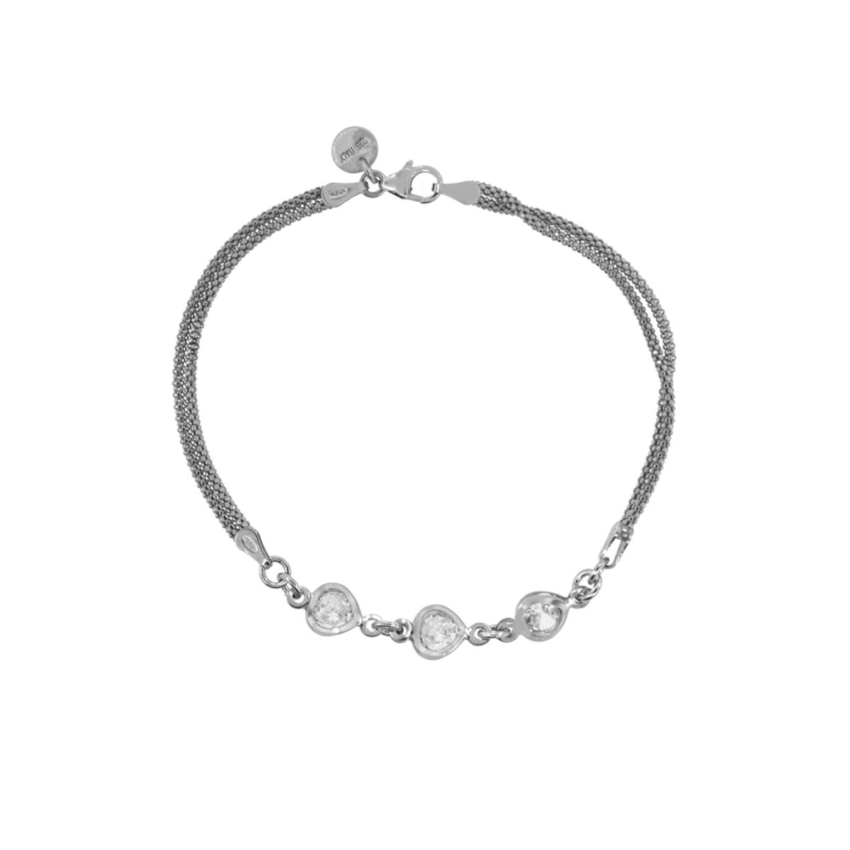 JB JOYAS BARON - Pulsera de Plata Esterlina 925 Triple Circonita