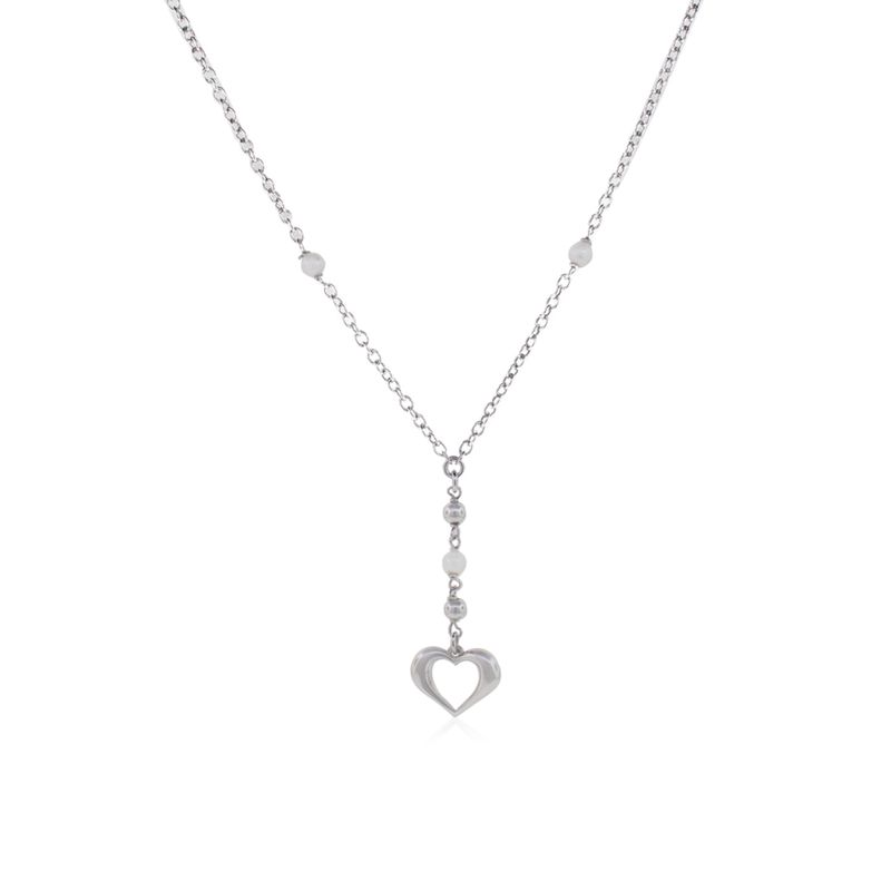 JB JOYAS BARON - Collar de Plata Esterlina 925 Corazón Perlas