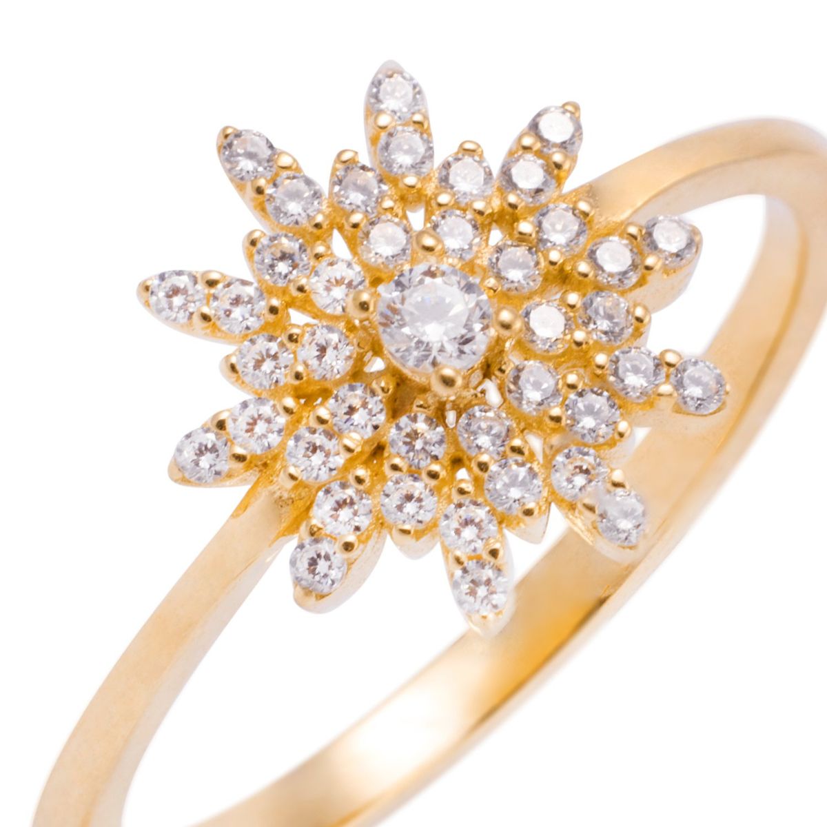 JB JOYAS BARON - Anillo de Oro 18kt con Circonita en Diseño de Estrella