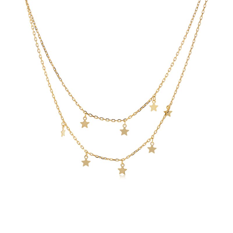 JB JOYAS BARON - Collar de Plata Esterlina 925 Estrellas Revestido en Oro 18kt