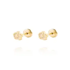 JB JOYAS BARON - Aros de Oro 18kt Circón Flor 5 petalos