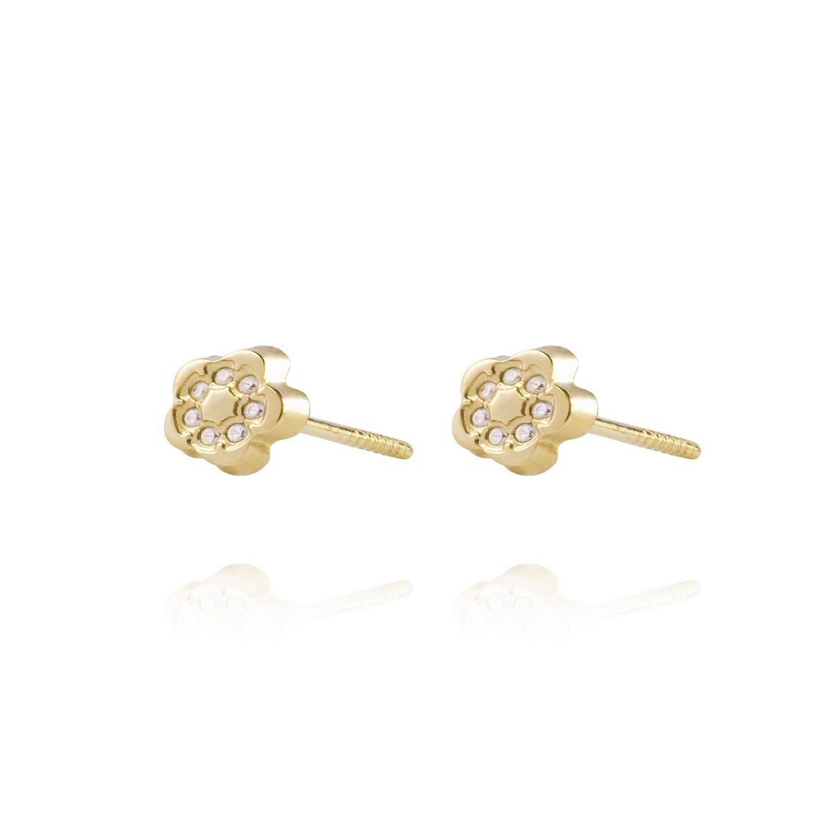 JB JOYAS BARON - Aros de Oro 18kt Circón Flor 5 petalos
