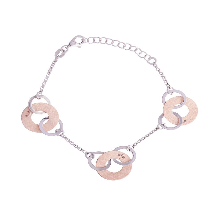 JB JOYAS BARON - Pulsera de Plata Esterlina 925 Bicolor Argollas