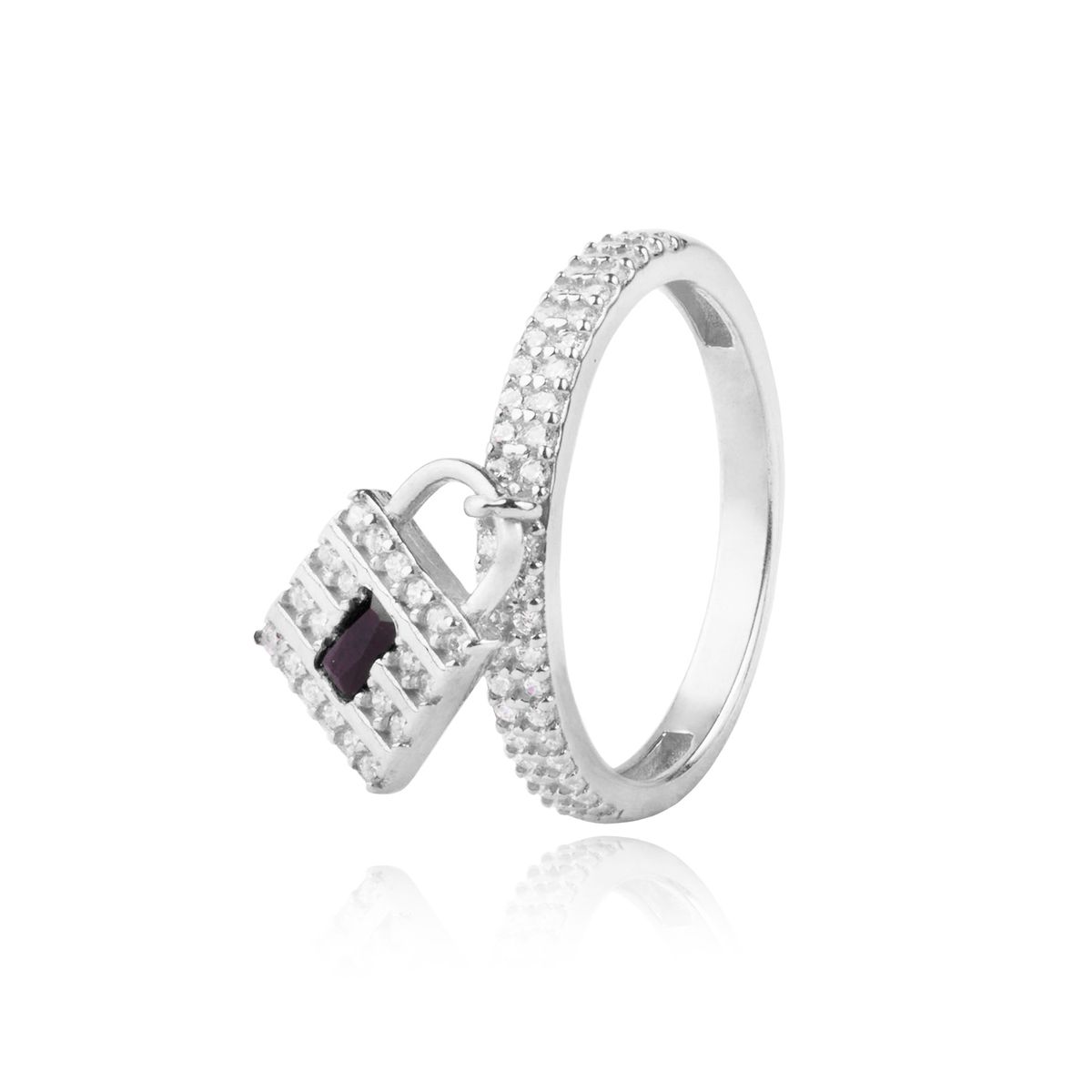 JB JOYAS BARON - Anillo de Plata Esterlina 925 Candado Circon Onix
