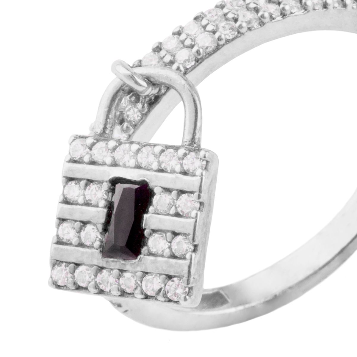 JB JOYAS BARON - Anillo de Plata Esterlina 925 Candado Circon Onix