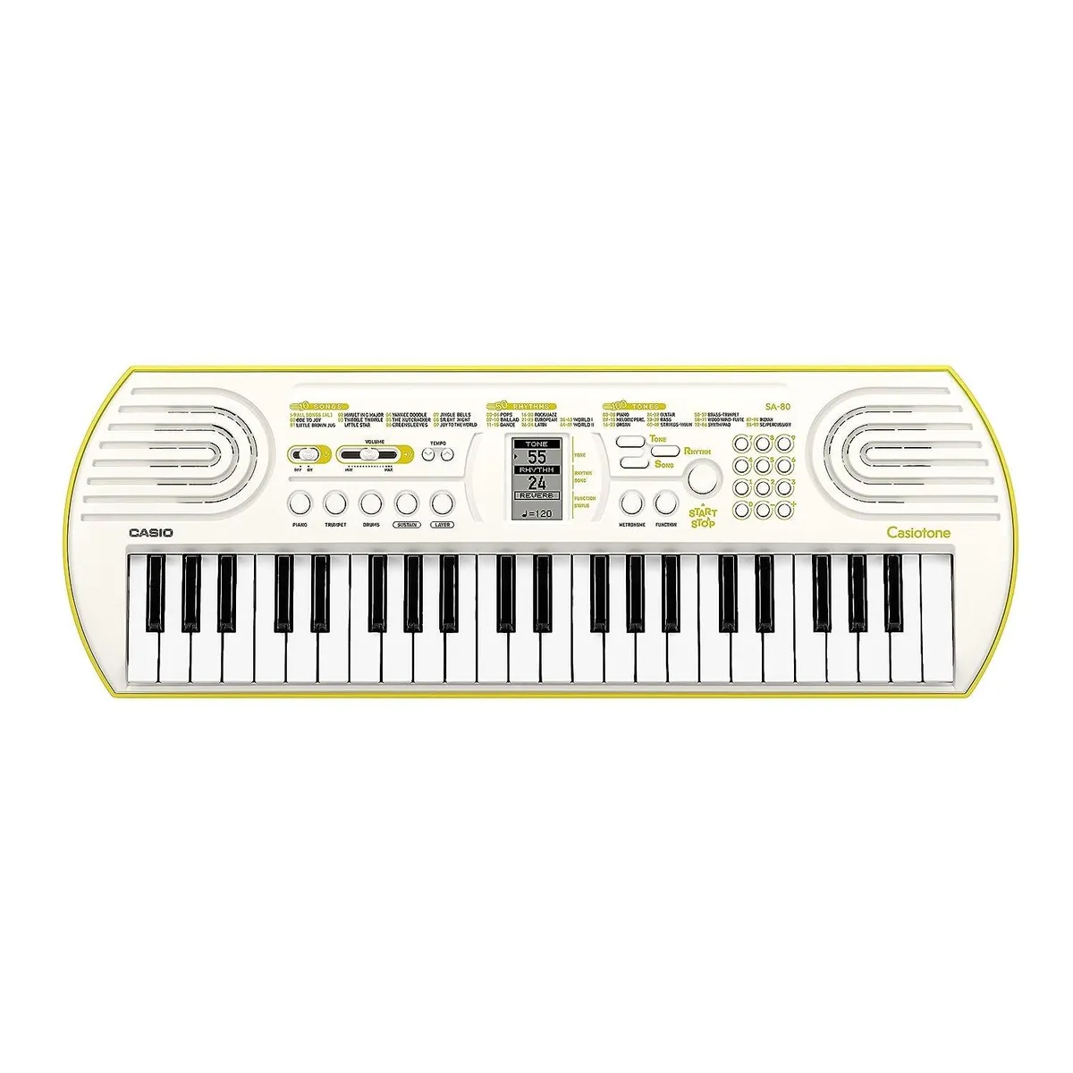 Teclado mini Casio SA-80 blanco y verde portátil para niños