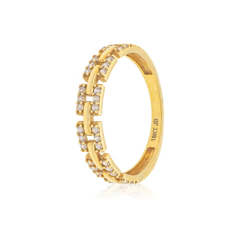 JB JOYAS BARON - Anillo de Oro 18kt Modelo Cadena Circon