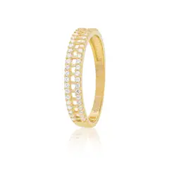 JB JOYAS BARON - Anillo Compromiso de Oro 18Kt Centro Calado Circonita