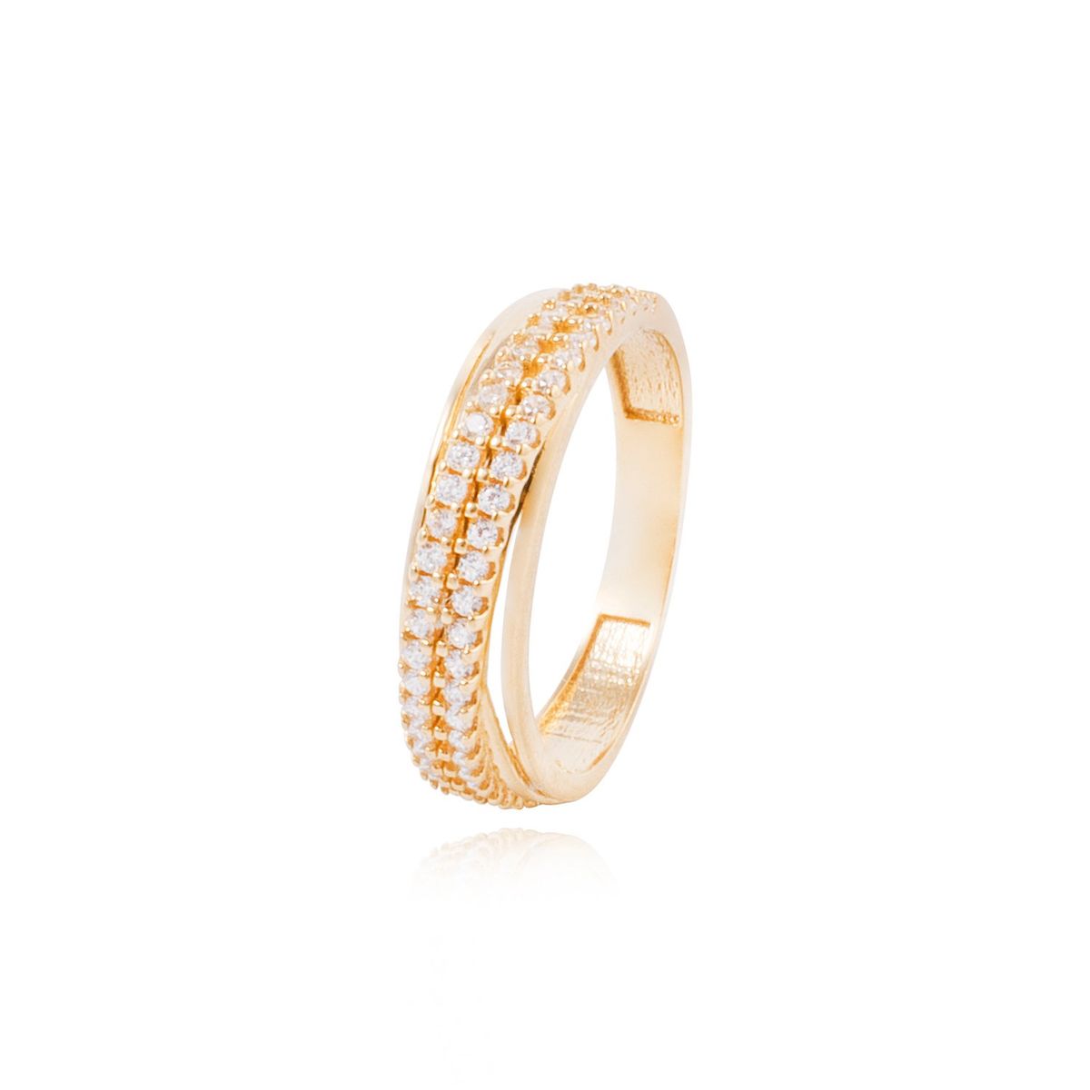 JB JOYAS BARON - Anillo Compromiso de Oro 18Kt Cintillo Doble Circonita