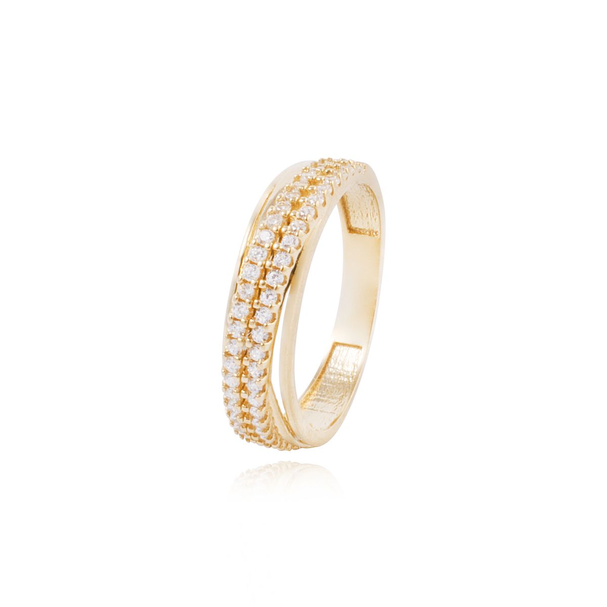 JB JOYAS BARON - Anillo Compromiso de Oro 18Kt Cintillo Doble Circonita