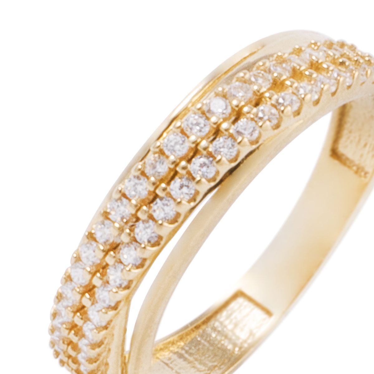 JB JOYAS BARON - Anillo Compromiso de Oro 18Kt Cintillo Doble Circonita